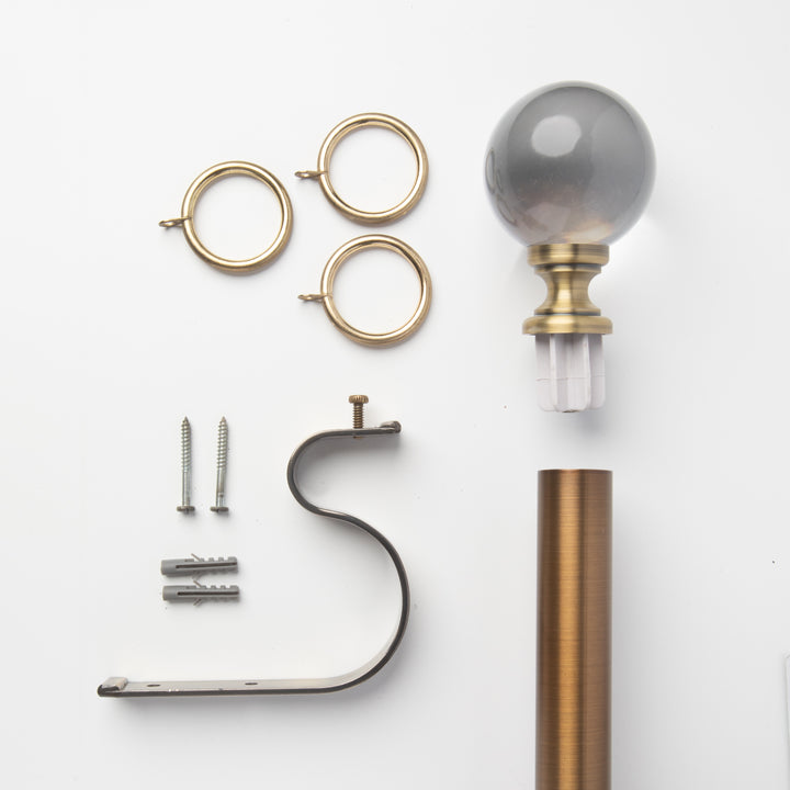 Metal Curtain Pole Kit with Acrylic Ball Finial