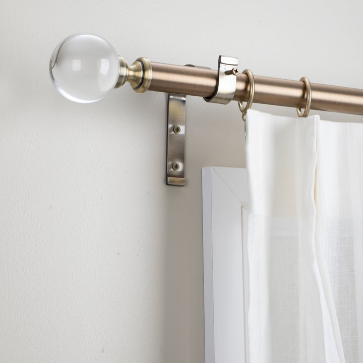 Metal Curtain Pole Kit with Acrylic Ball Finial