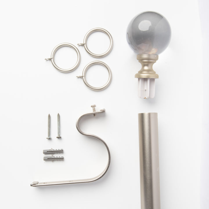 Metal Curtain Pole Kit with Acrylic Ball Finial