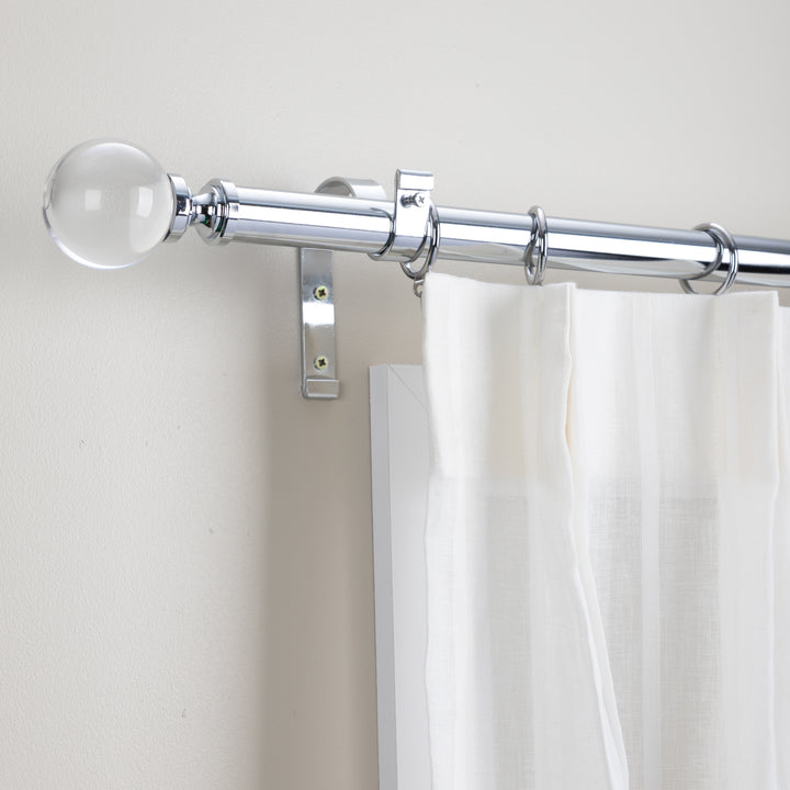 Metal Curtain Pole Kit with Acrylic Ball Finial