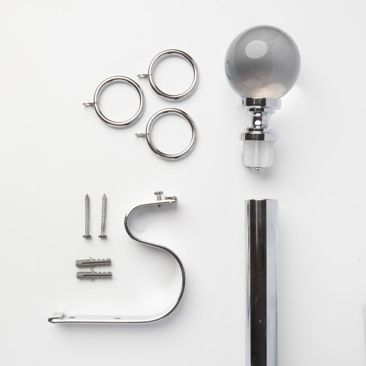 Metal Curtain Pole Kit with Acrylic Ball Finial