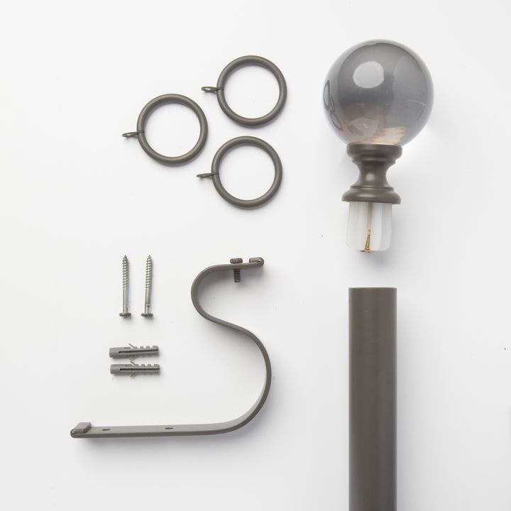 Metal Curtain Pole Kit with Acrylic Ball Finial