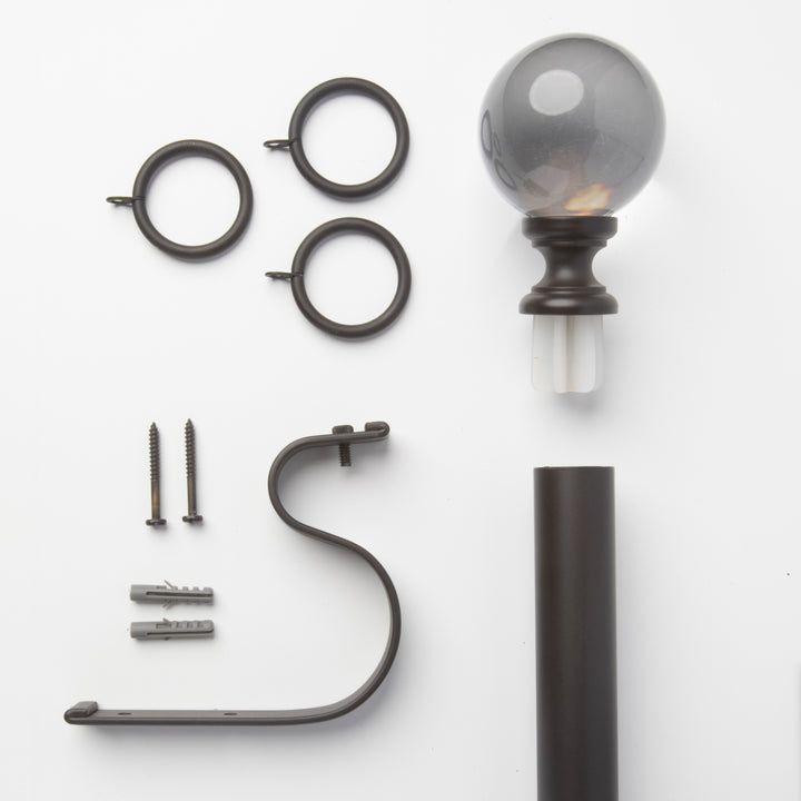 Metal Curtain Pole Kit with Acrylic Ball Finial