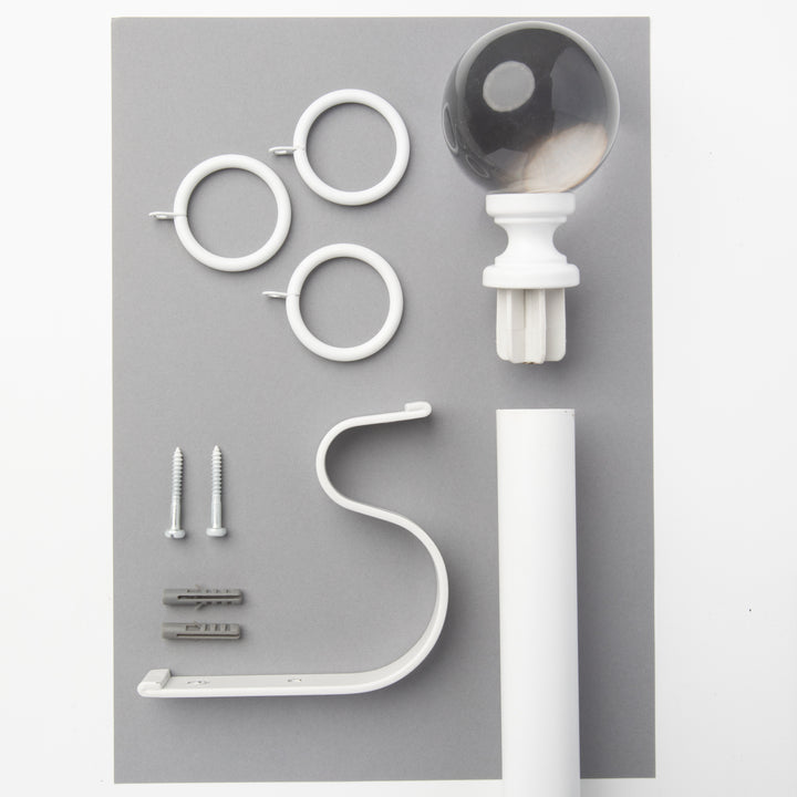 Metal Curtain Pole Kit with Acrylic Ball Finial