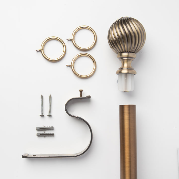 Metal Curtain Pole Kit with Swirl Ball finial