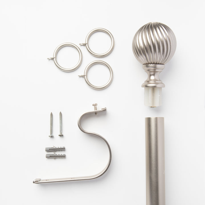 Metal Curtain Pole Kit with Swirl Ball finial