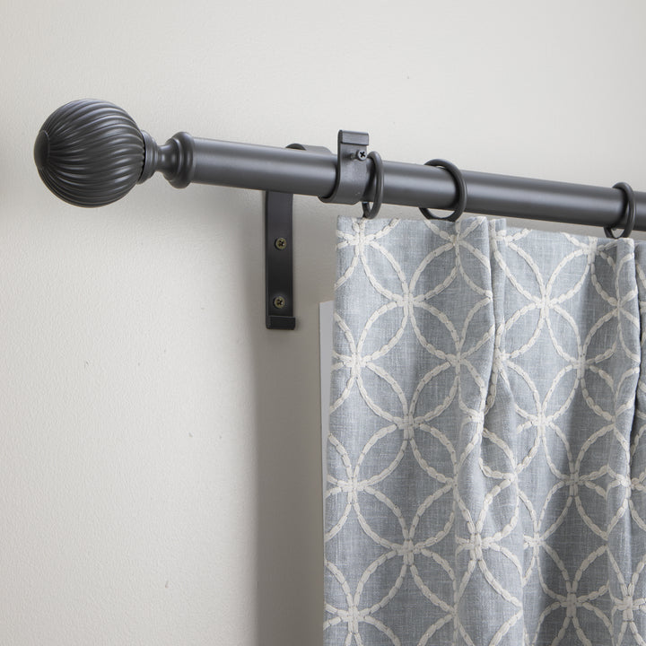 Metal Curtain Pole Kit with Swirl Ball finial