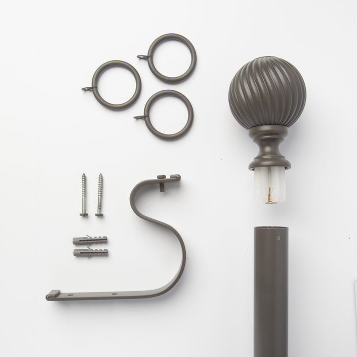 Metal Curtain Pole Kit with Swirl Ball finial