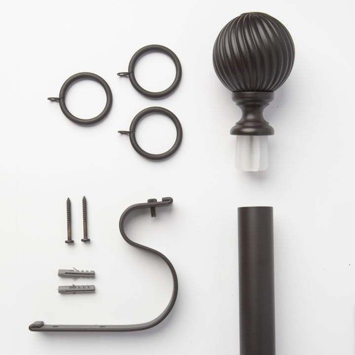 Metal Curtain Pole Kit with Swirl Ball finial