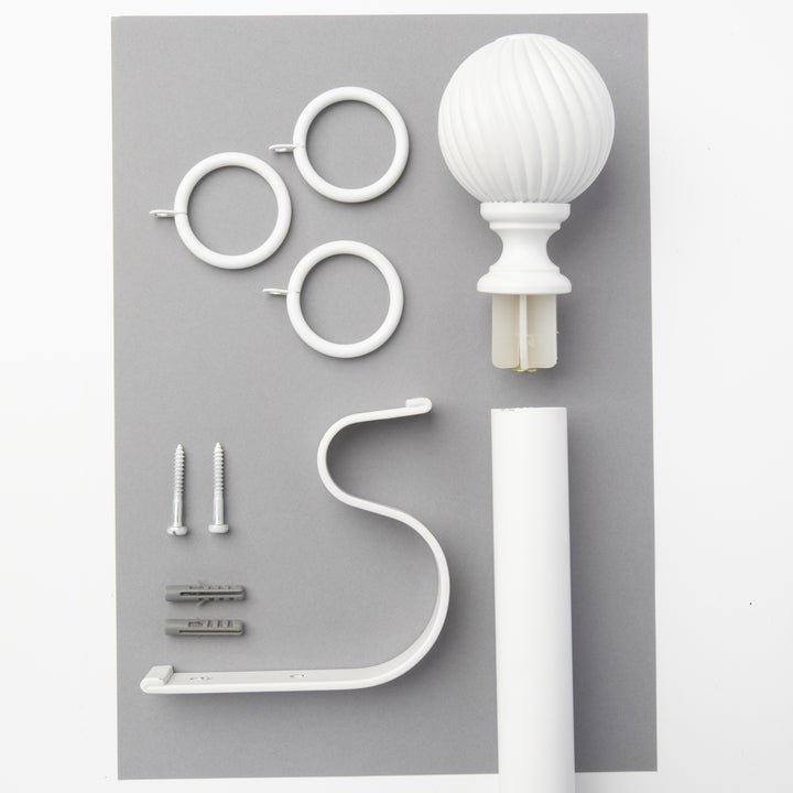 Metal Curtain Pole Kit with Swirl Ball finial