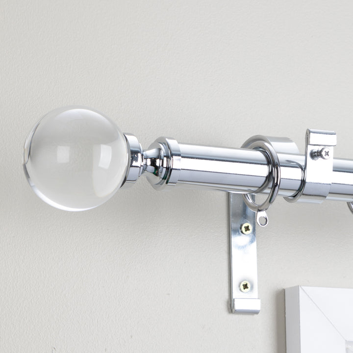 Metal Curtain Pole Kit with Acrylic Ball Finial