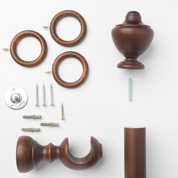 Wood Curtain Pole Kit with Amphora Finial, Dia. 35mm