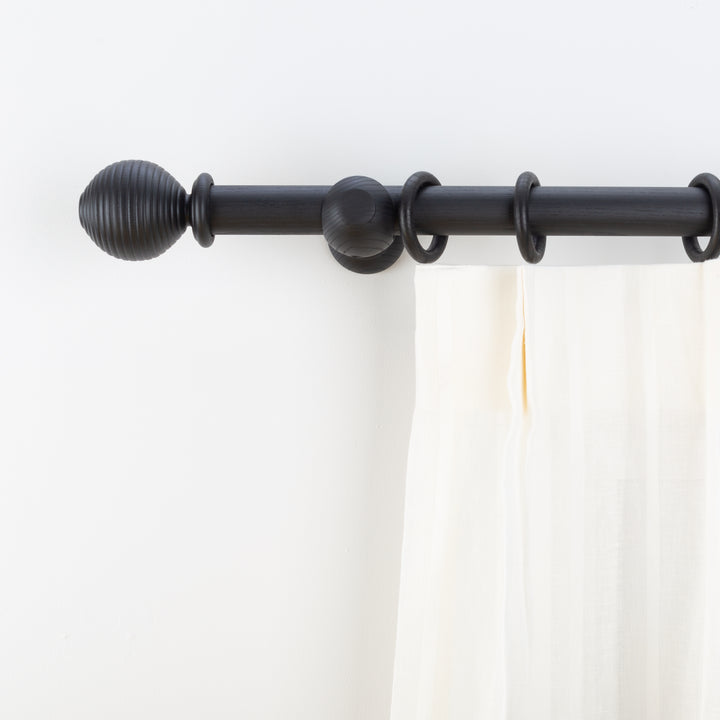 Wood Curtain Pole Kit with Beehive Finial, Dia. 35mm