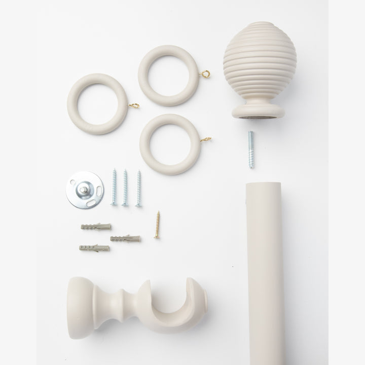 Wood Curtain Pole Kit with Beehive Finial, Dia. 35mm