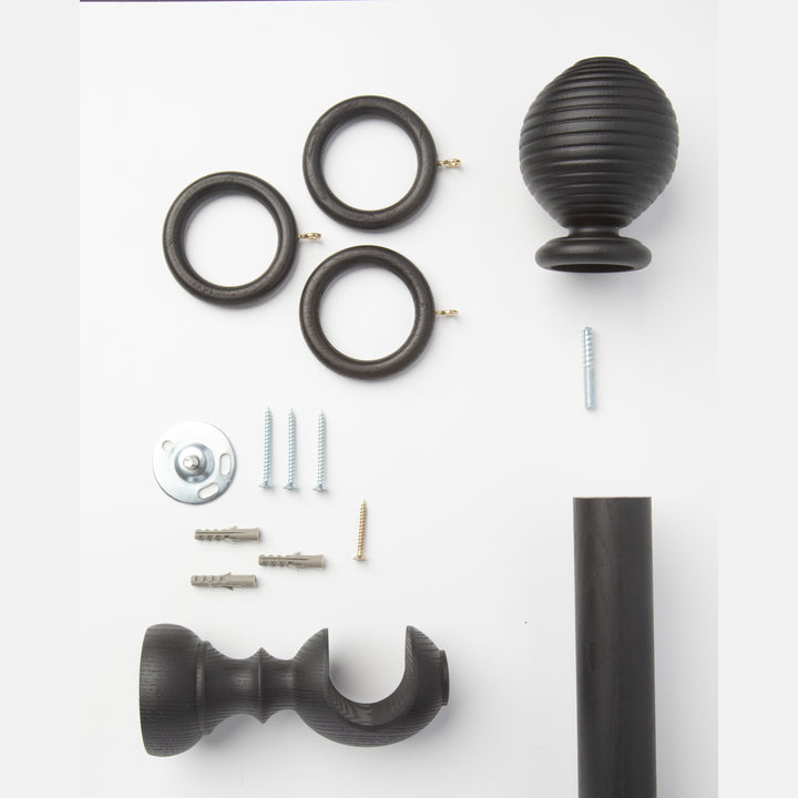 Wood Curtain Pole Kit with Beehive Finial, Dia. 35mm