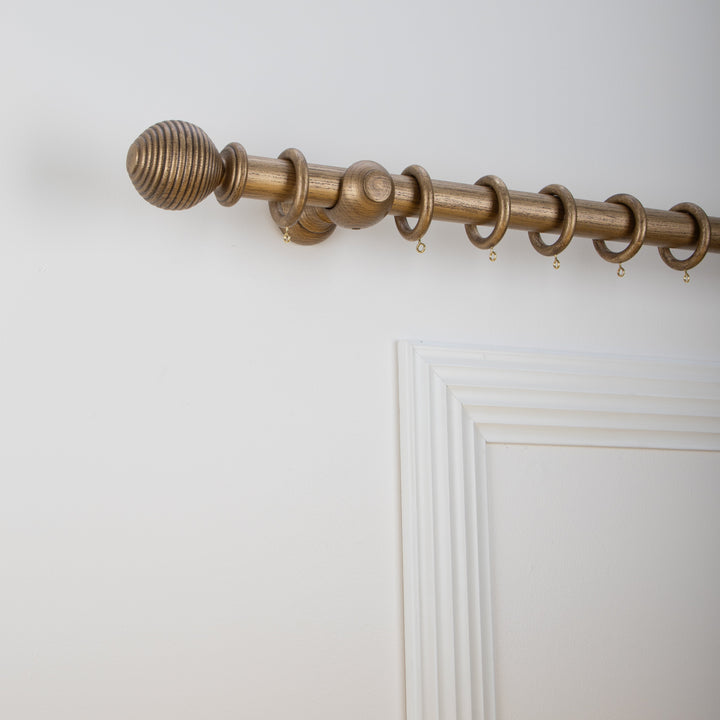 Wood Curtain Pole Kit with Beehive Finial, Dia. 35mm