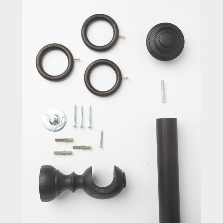 Wood Curtain Pole Kit with Cabriole Finial, Dia. 35mm