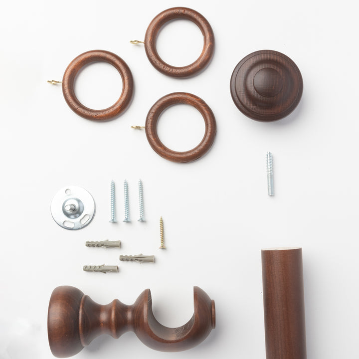 Wood Curtain Pole Kit with Cabriole Finial, Dia. 35mm