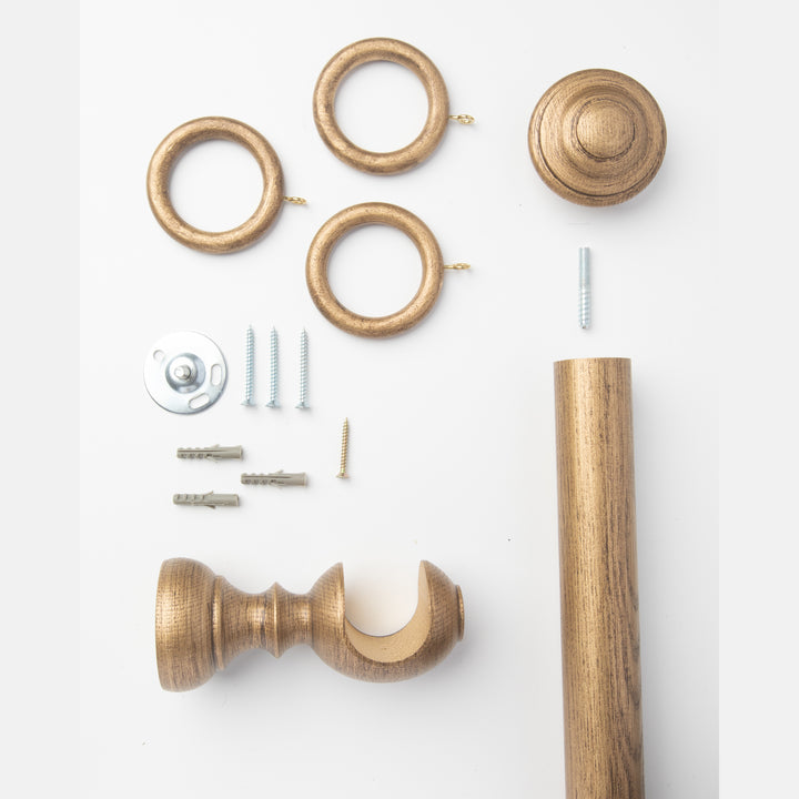 Wood Curtain Pole Kit with Cabriole Finial, Dia. 35mm