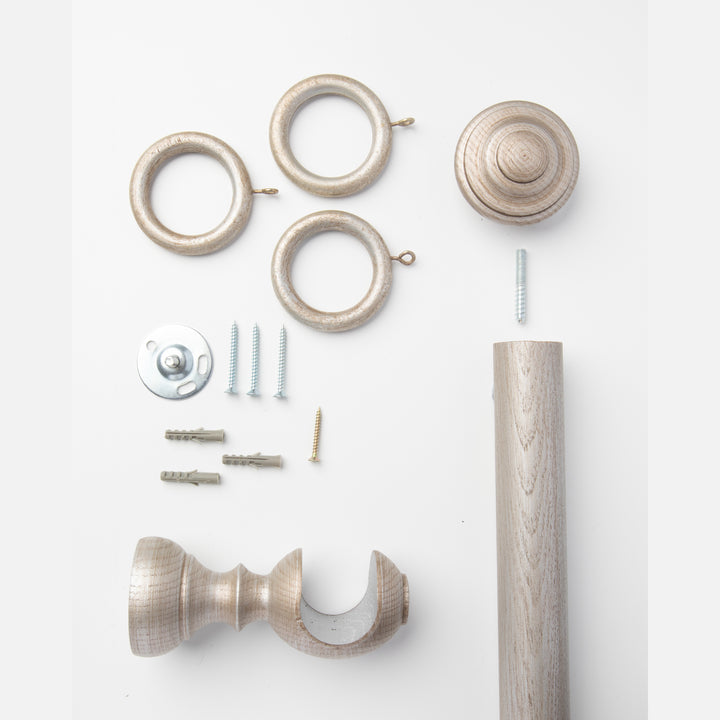 Wood Curtain Pole Kit with Cabriole Finial, Dia. 35mm