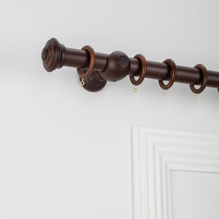 Wood Curtain Pole Kit with Cabriole Finial, Dia. 35mm