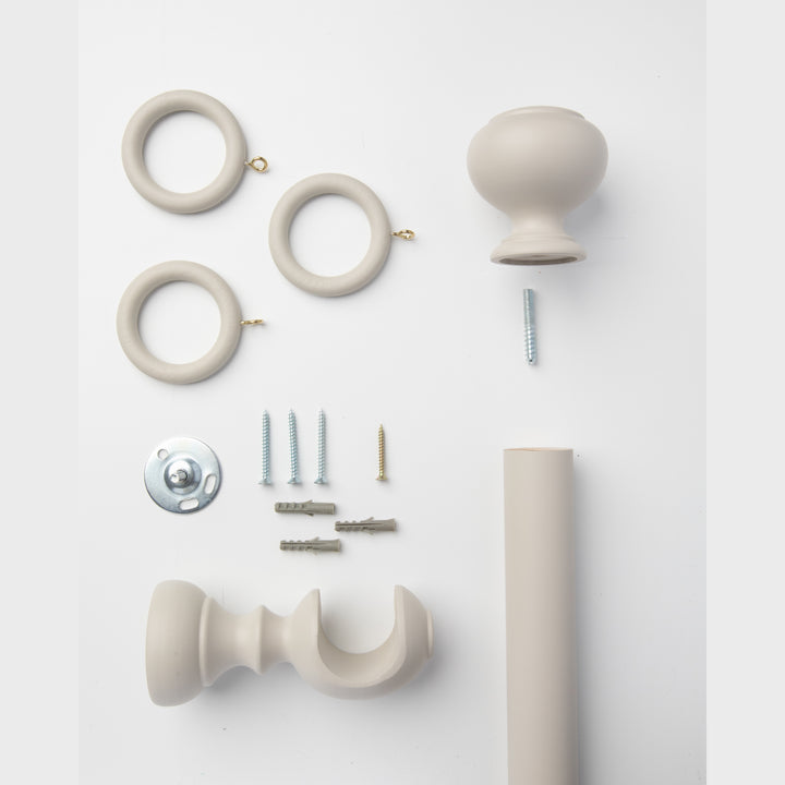 Wood Curtain Pole Kit with County Finial, Dia. 35mm