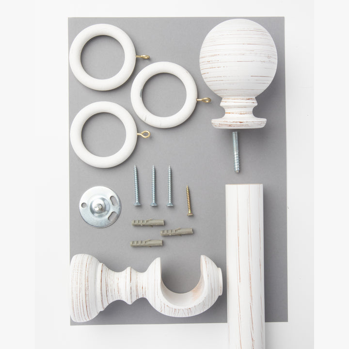 Wood Curtain Pole Kit with Craft Ball Finial, Dia. 35mm