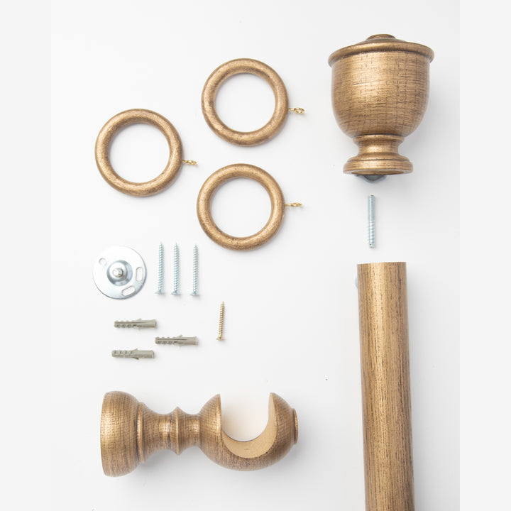 Wood Curtain Pole Kit with Craft Urn Finial, Dia. 35mm