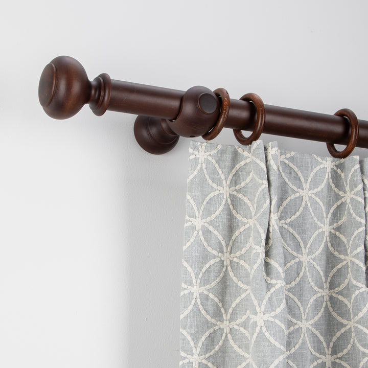 Wood Curtain Pole Kit with County Finial, Dia. 35mm