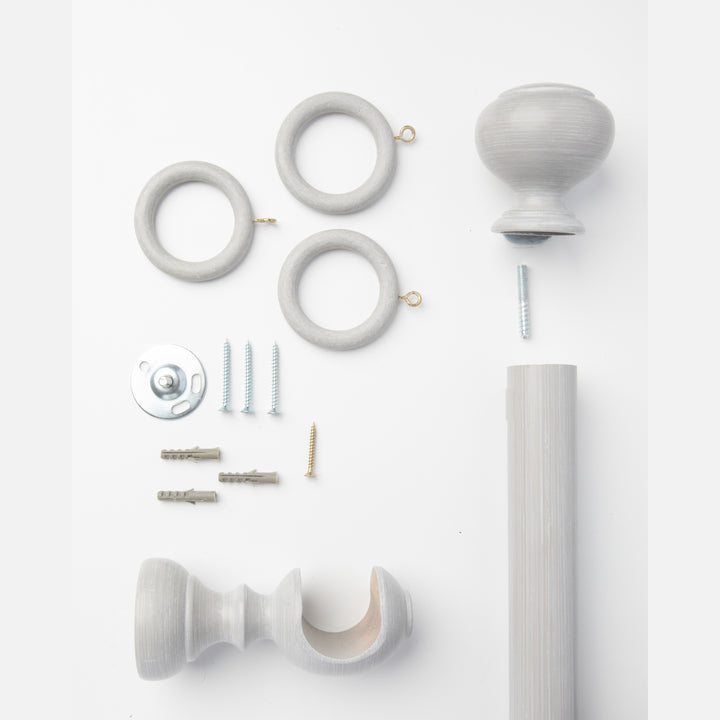 Wood Curtain Pole Kit with County Finial, Dia. 35mm