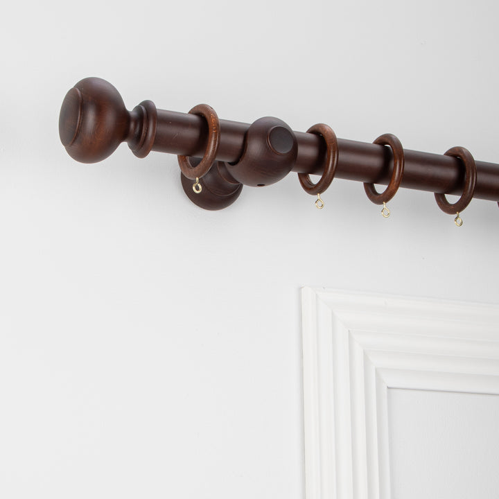 Wood Curtain Pole Kit with County Finial, Dia. 35mm