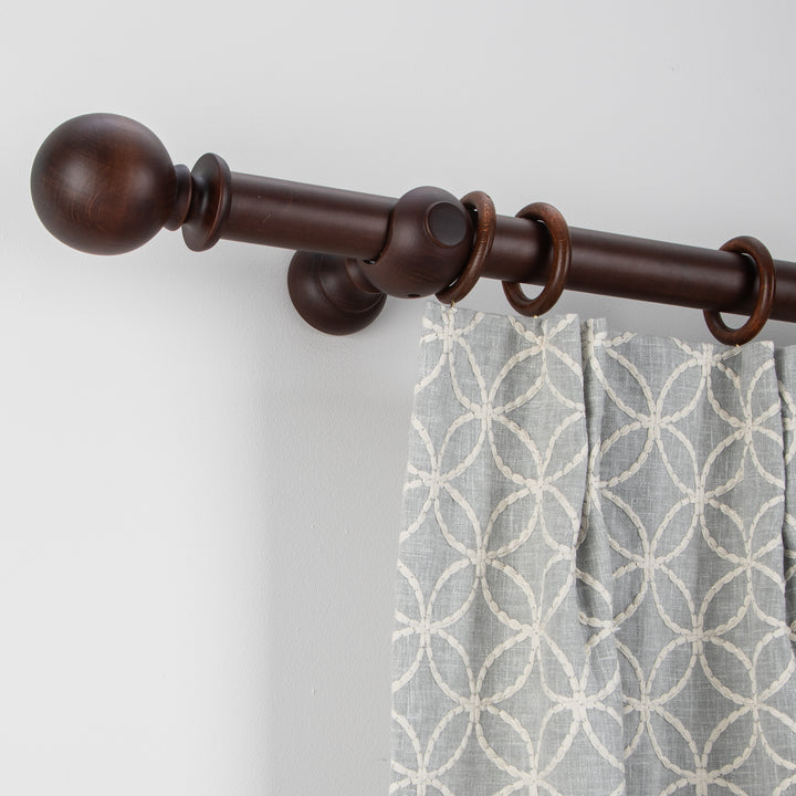 Wood Curtain Pole Kit with Craft Ball Finial, Dia. 35mm