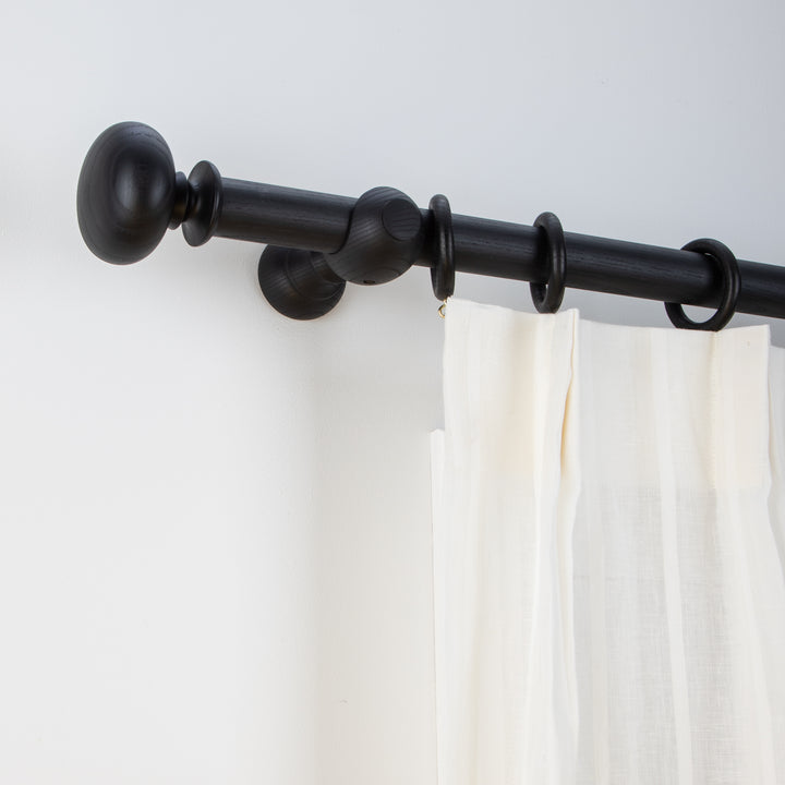 Wood Curtain Pole Kit with Craft Squashed Ball Finial, Dia. 35mm