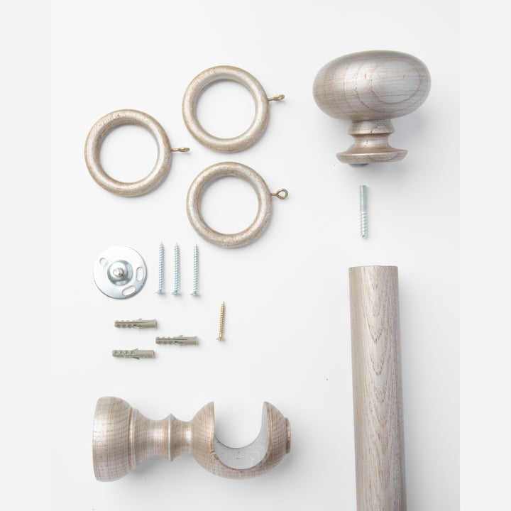 Wood Curtain Pole Kit with Craft Squashed Ball Finial, Dia. 35mm