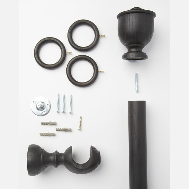 Wood Curtain Pole Kit with Craft Urn Finial, Dia. 35mm