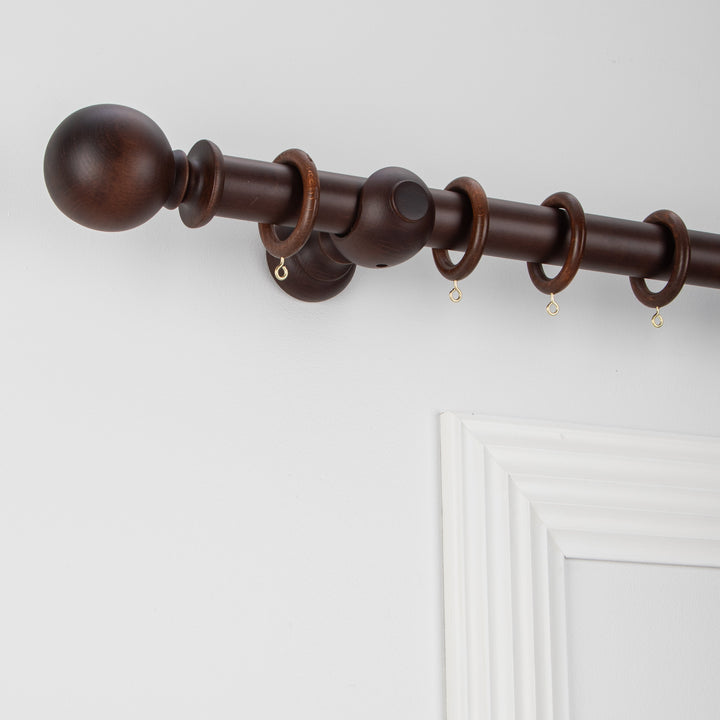 Wood Curtain Pole Kit with Craft Ball Finial, Dia. 35mm