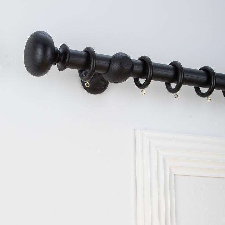 Wood Curtain Pole Kit with Craft Squashed Ball Finial, Dia. 35mm