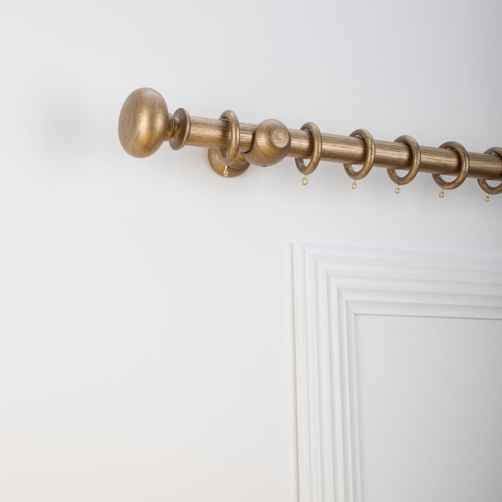 Wood Curtain Pole Kit with Craft Squashed Ball Finial, Dia. 35mm