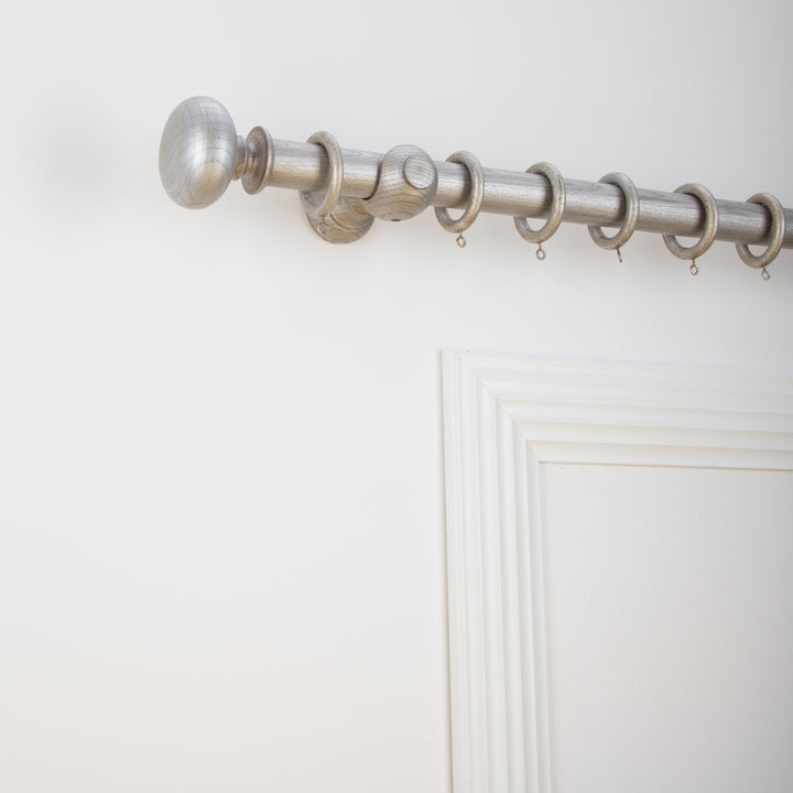 Wood Curtain Pole Kit with Craft Squashed Ball Finial, Dia. 35mm