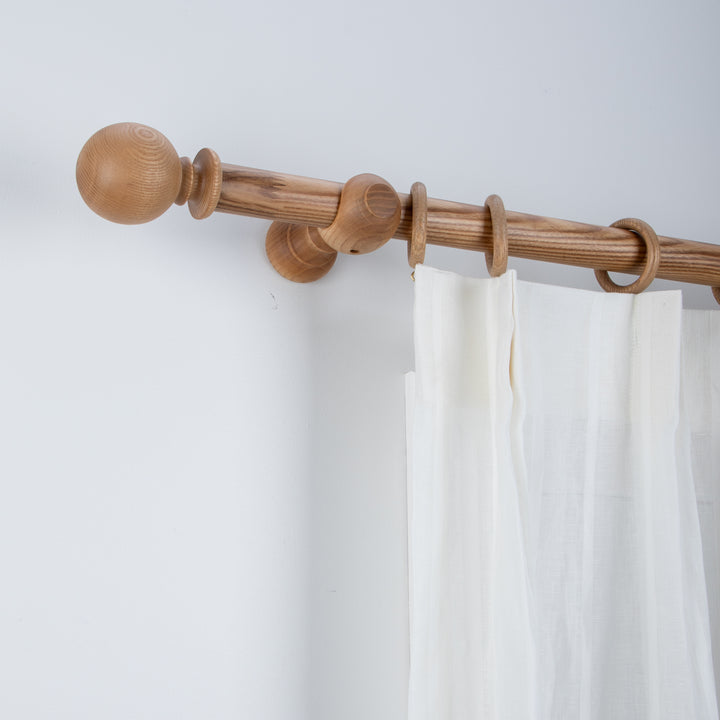 Wood Curtain Pole Kit with Craft Ball Finial, Dia. 35mm