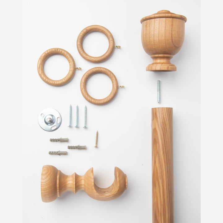 Wood Curtain Pole Kit with Craft Urn Finial, Dia. 35mm