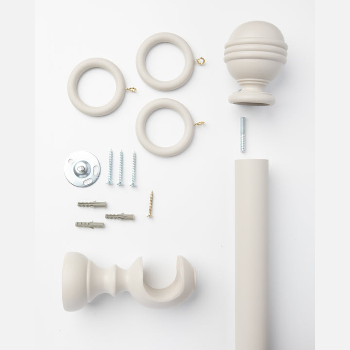 Wood Curtain Pole Kit with Inca Ball Finial, Dia. 35mm