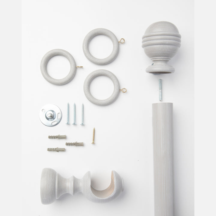 Wood Curtain Pole Kit with Inca Ball Finial, Dia. 35mm