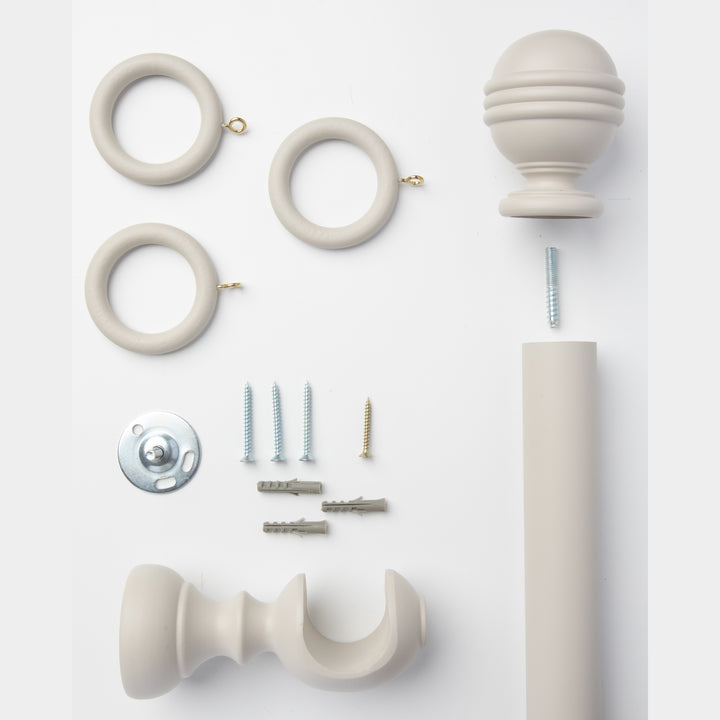 Wood Curtain Pole Kit with Inca Ball Finial, Dia. 35mm