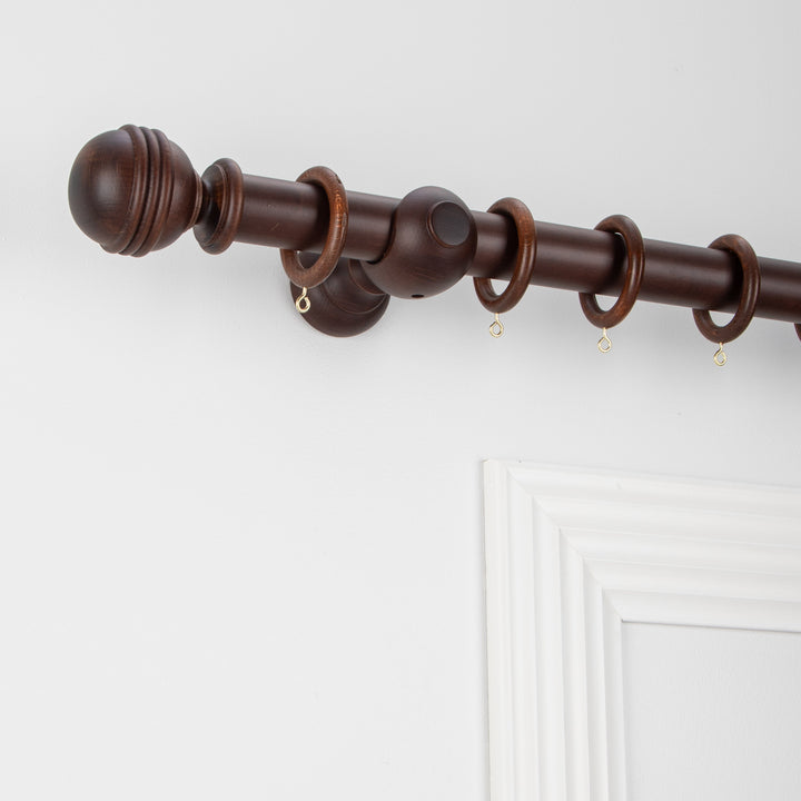 Wood Curtain Pole Kit with Inca Ball Finial, Dia. 35mm