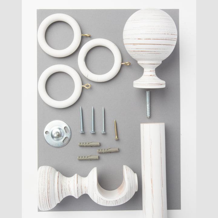 Wood Curtain Pole Kit with J Ball Finial, Dia. 35mm