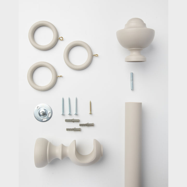 Wood Curtain Pole Kit with Kiel Finial, Dia. 35mm