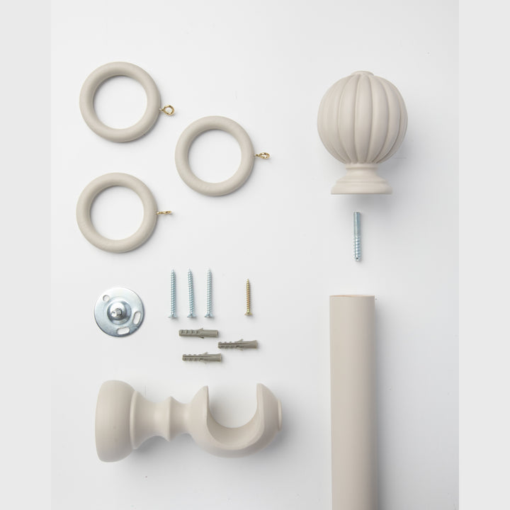 Wood Curtain Pole Kit with Melon Finial, Dia. 35mm