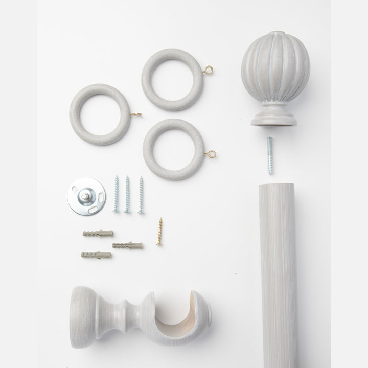 Wood Curtain Pole Kit with Melon Finial, Dia. 35mm