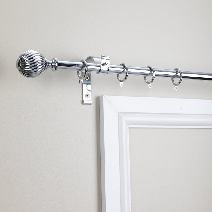 Metal Curtain Pole Kit with Swirl Ball finial